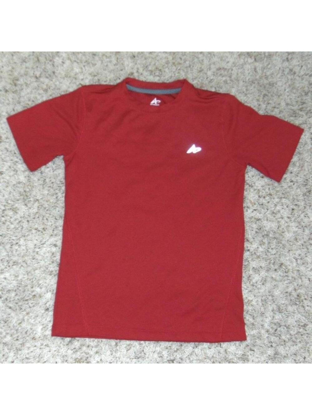 Boys Athletic Shirt 10/12 Red Mesh Short Sleeve Crew Neck Athletech